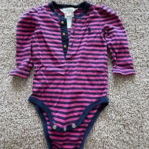 Ralph Lauren Pink and Black Striped Bodysuit